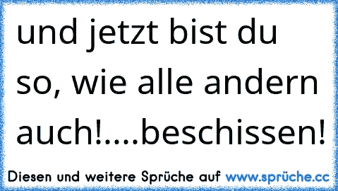 und jetzt bist du so, wie alle andern auch!....beschissen!