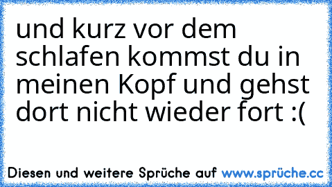 und kurz vor dem schlafen kommst du in meinen Kopf und gehst dort nicht wieder fort :( ♥