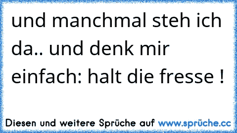 und manchmal steh ich da.. und denk mir einfach: halt die fresse !