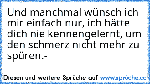 Und manchmal wünsch ich mir einfach nur, ich hätte dich nie kennengelernt, um den schmerz nicht mehr zu spüren.- 