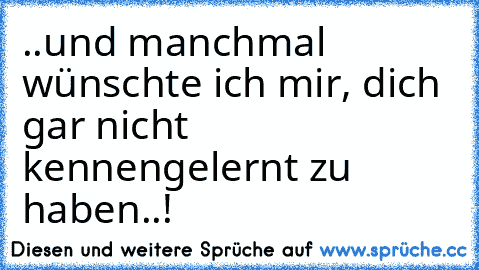 ..und manchmal wünschte ich mir, dich gar nicht kennengelernt zu haben..!