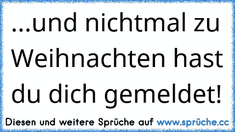 ...und nichtmal zu Weihnachten hast du dich gemeldet!