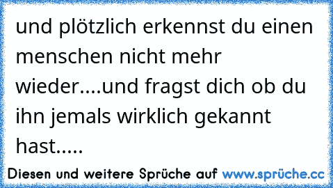 und plötzlich erkennst du einen menschen nicht mehr wieder....und fragst dich ob du ihn jemals wirklich gekannt hast.....