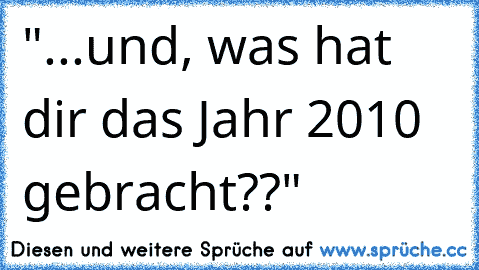 "...und, was hat dir das Jahr 2010 gebracht??"