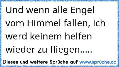 Und wenn alle Engel vom Himmel fallen, ich werd keinem helfen wieder zu fliegen.....