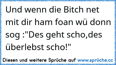 Und wenn die Bitch net mit dir ham foan wü donn sog :"Des geht scho,des überlebst scho!"