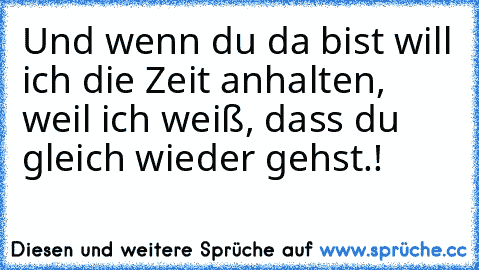 Und wenn du da bist will ich die Zeit anhalten, weil ich weiß, dass du gleich wieder gehst.♥!