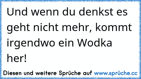 Und wenn du denkst es geht nicht mehr, kommt irgendwo ein Wodka her!