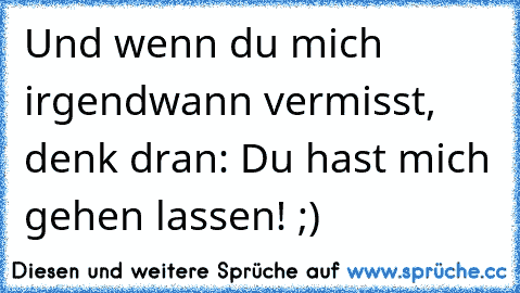 Und wenn du mich irgendwann vermisst, denk dran: Du hast mich gehen lassen! ;)