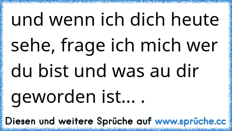 und wenn ich dich heute sehe, frage ich mich wer du bist und was au dir geworden ist... .