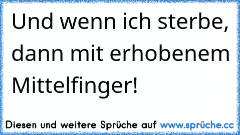 Und wenn ich sterbe, dann mit erhobenem Mittelfinger!