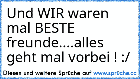 Und WIR waren mal BESTE freunde....alles geht mal vorbei ! :/