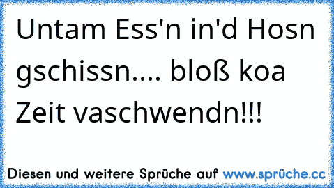 Untam Ess'n in'd Hosn gschissn.... bloß koa Zeit vaschwendn!!!