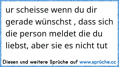 ur scheisse wenn du dir gerade wünschst , dass sich die person meldet die du liebst, aber sie es nicht tut