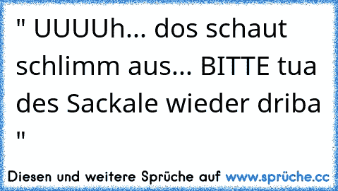 " UUUUh... dos schaut schlimm aus... BITTE tua des Sackale wieder driba "