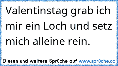 Valentinstag grab ich mir ein Loch und setz mich alleine rein.