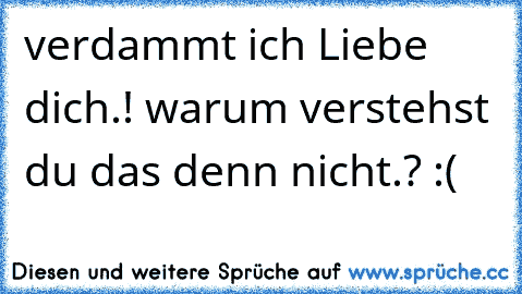 verdammt ich Liebe dich.! warum verstehst du das denn nicht.? :(