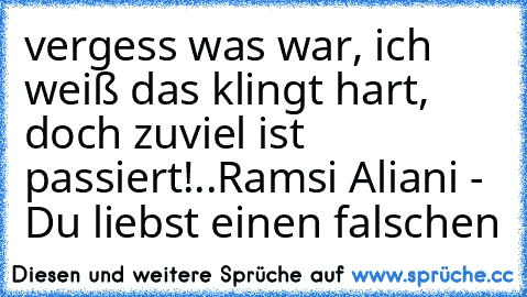 vergess was war, ich weiß das klingt hart, doch zuviel ist passiert!..
Ramsi Aliani - Du liebst einen falschen