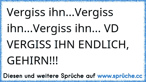 Vergiss ihn...Vergiss ihn...Vergiss ihn... VD VERGISS IHN ENDLICH, GEHIRN!!!