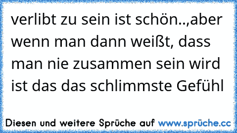 verlibt zu sein ist schön..,aber wenn man dann weißt, dass man nie zusammen sein wird ist das das schlimmste Gefühl