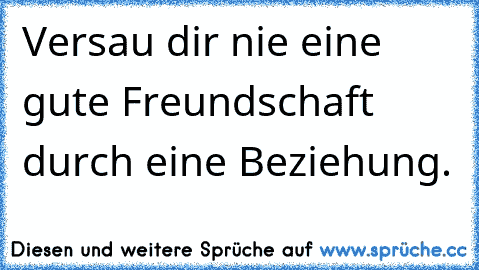 Versau dir nie eine gute Freundschaft durch eine Beziehung.