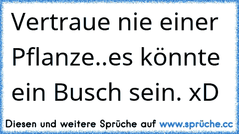 Vertraue nie einer Pflanze..es könnte ein Busch sein. xD