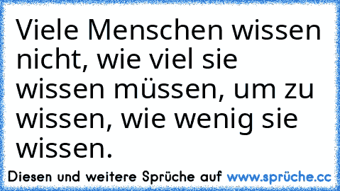 Viele Menschen wissen nicht, wie viel sie wissen müssen, um zu wissen, wie wenig sie wissen.