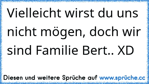 Vielleicht wirst du uns nicht mögen, doch wir sind Familie Bert.. XD