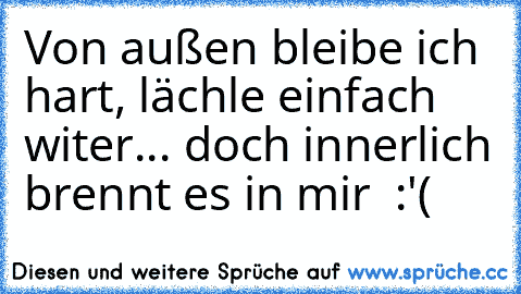 Von außen bleibe ich hart, lächle einfach witer... doch innerlich brennt es in mir ♥ :'(