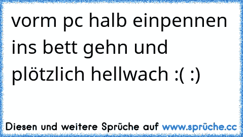 vorm pc halb einpennen ins bett gehn und plötzlich hellwach :( :)