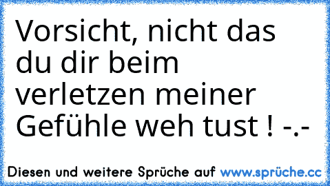 Vorsicht, nicht das du dir beim verletzen meiner Gefühle weh tust ! -.-