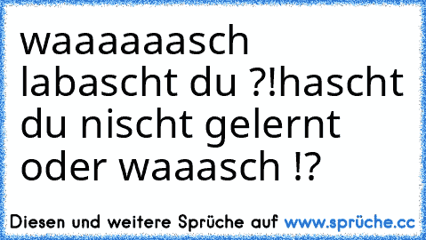 waaaaaasch labascht du ?!
hascht du nischt gelernt oder waaasch !?