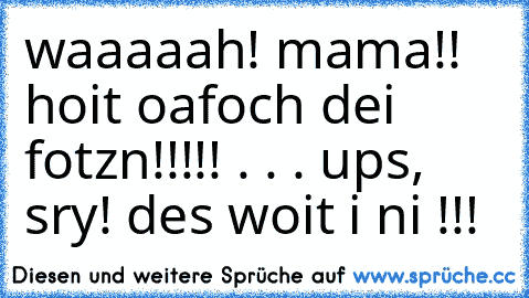 waaaaah! mama!! hoit oafoch dei fotzn!!!!! . . . ups, sry! des woit i ni !!!