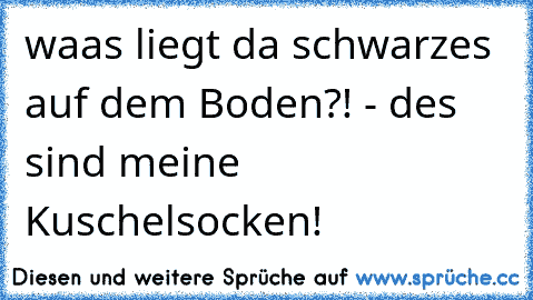 waas liegt da schwarzes auf dem Boden?! - des sind meine Kuschelsocken!