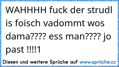 WAHHHH fuck der strudl is foisch vadommt wos dama???? ess man???? jo past !!!!1