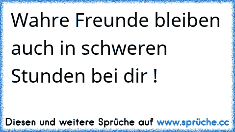 Wahre Freunde bleiben auch in schweren Stunden bei dir !