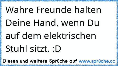 Wahre Freunde halten Deine Hand, wenn Du auf dem elektrischen Stuhl sitzt. :D