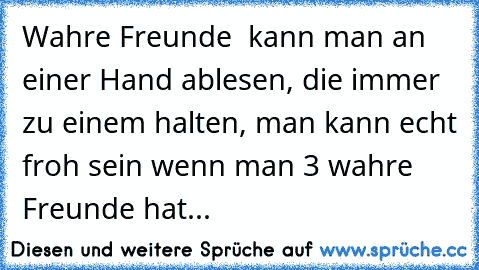 Wahre Freunde  kann man an einer Hand ablesen, die immer zu einem halten, man kann echt froh sein wenn man 3 wahre Freunde hat... ♥