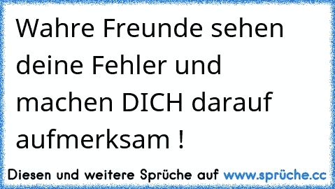 Wahre Freunde sehen deine Fehler und machen DICH darauf aufmerksam !