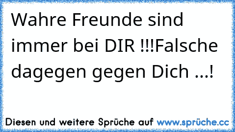 Wahre Freunde sind immer bei DIR !!!
Falsche dagegen gegen Dich ...!