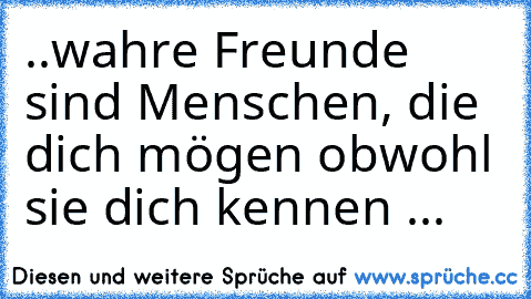 ..wahre Freunde sind Menschen, die dich mögen obwohl sie dich kennen ...♥