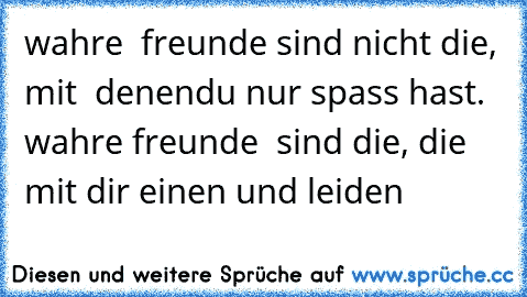 wahre  freunde sind nicht die, mit  denendu nur spass hast. wahre freunde  sind die, die mit dir einen und leiden