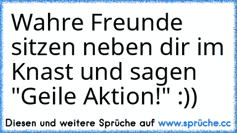 Wahre Freunde sitzen neben dir im Knast und sagen "Geile Aktion!" :))