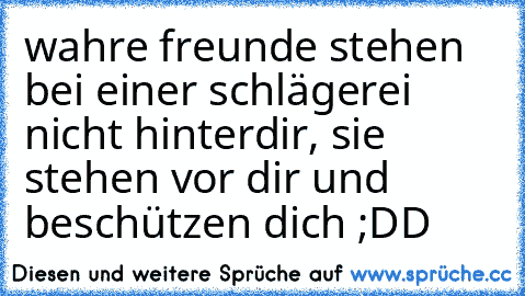 wahre freunde stehen bei einer schlägerei nicht hinterdir, sie stehen vor dir und beschützen dich ;DD