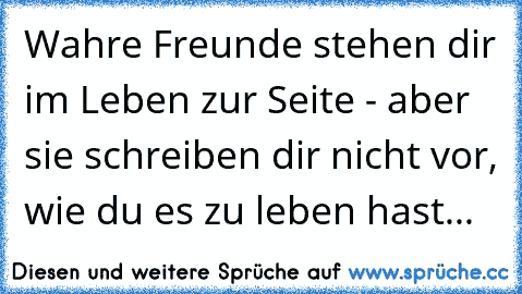 Wahre Freunde stehen dir im Leben zur Seite - aber sie schreiben dir nicht vor, wie du es zu leben hast...