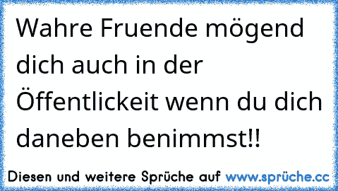 Wahre Fruende mögend dich auch in der Öffentlickeit wenn du dich daneben benimmst!!