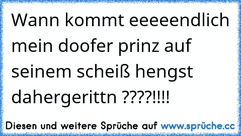 Wann kommt eeeeendlich mein doofer prinz auf seinem scheiß hengst dahergerittn ????!!!!