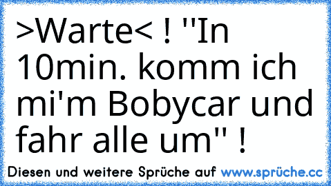 >Warte< ! ''In 10min. komm ich mi'm Bobycar und fahr alle um'' !