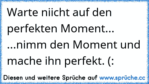 Warte niicht auf den perfekten Moment...  ...nimm den Moment und mache ihn perfekt. (: