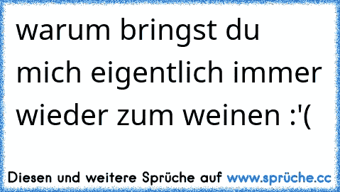 warum bringst du mich eigentlich immer wieder zum weinen :'(